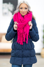 Load image into Gallery viewer, Wrap You Up Long Fringe Scarf in Fuchsia
